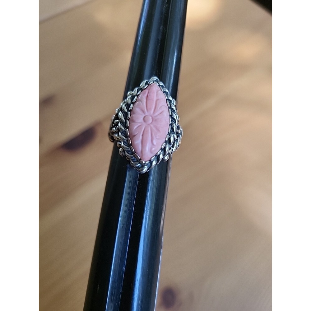 Carolyn Pollack Sterling Silver Pink Coral Ring Southwestern Vintage Size 6.5